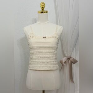 NEW GLG Good Luck Gem Y2K Crochet Cropped Tank Top Camisole Blouse Size M